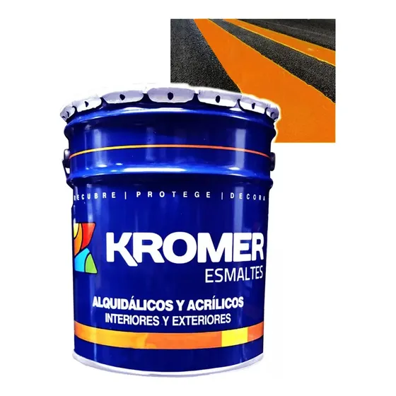 Cubeta 19 Litros Pintura Tráfico Base Solvente Kromer