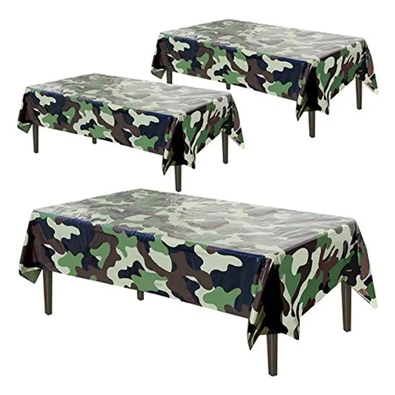 Mantel De Plástico Del Ejército | Paquete De 3 Piezas (54  P