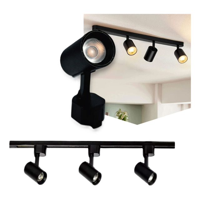 Kit Trilho Eletrificado 1m Preto+ 3 Spots Led 10w 3500/6500k Kit Trilho Eletrificado 1m Preto+ 3 Spots Led 10w 3500/6500k