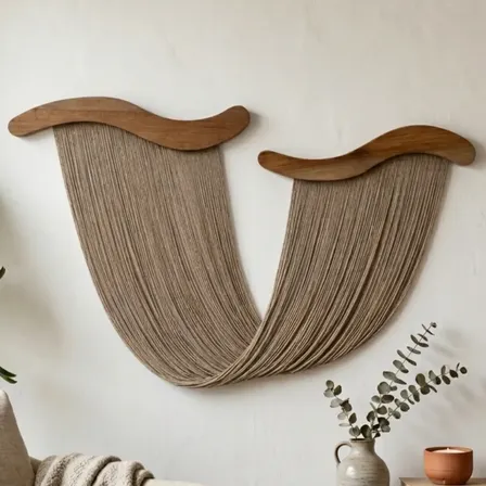 Painel Macramê Cortina Onda Decorativo Tapeçaria Parede Boho Bege