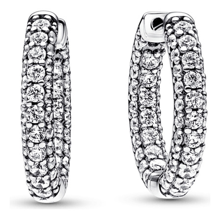 Brincos De Argola De Fileira Unica Em Pave Pandora Timeless Brincos De Argola De Fileira Unica Em Pave Pandora Timeless