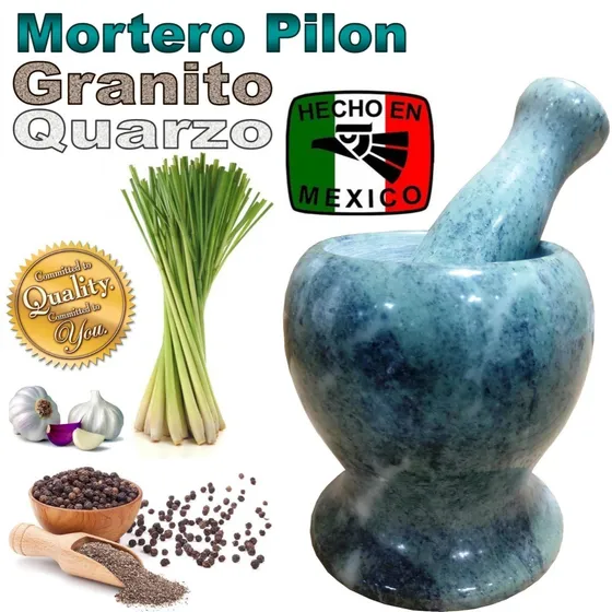 Mortero O Pilón De Granito O Cuarzo Tipo Español O Mexicano