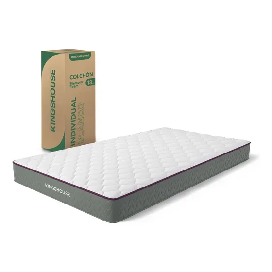 Colchón Kingshouse Dreamer Individual de Memory Foam, Firmeza Media y 18 cm, Hipoalergénico