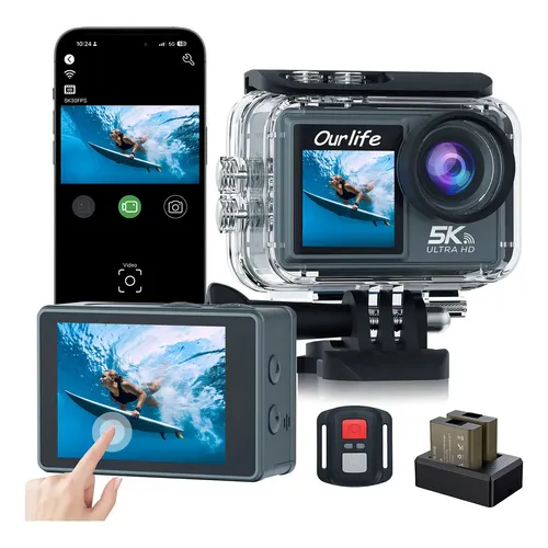 Cámara Deportiva Ourlife M40tr 5k 50mp Doble Pantalla Táctil Sumergible Con Wifi