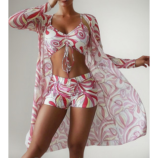 W Juego De Traje De Baño Bikini For Mujer Con Abrigo 3 W Juego De Traje De Baño Bikini For Mujer Con Abrigo 3