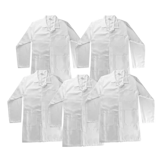 Bata Blanca Laboratorio Larga Uniforme Médico Mayoreo 5pz