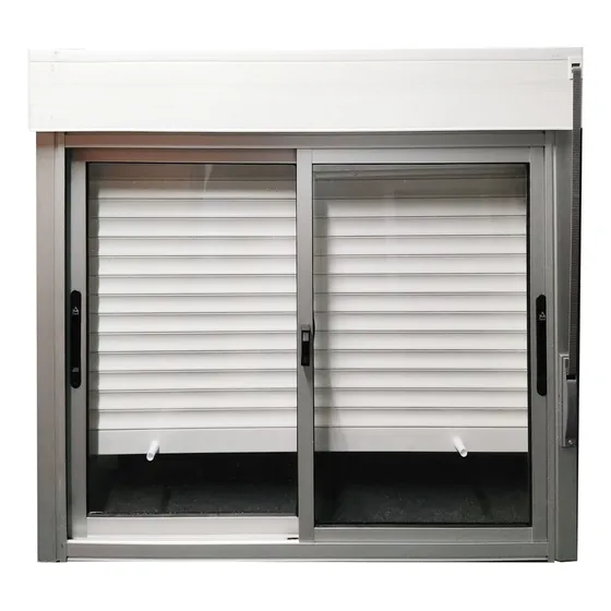 Ventana Monoblock de aluminio con cortina en pvc de 100 x 100 cm