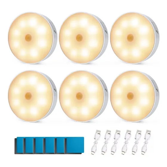 Luz Noche Lámpara Inteligente Con Sensor De Movimiento 6 Pzs