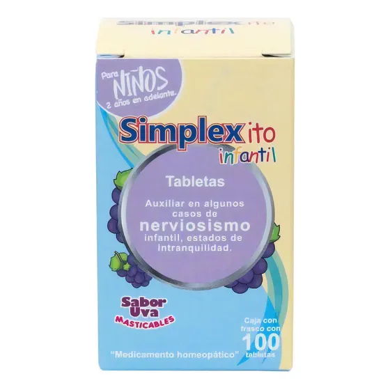 Simplexito Infantil Auxiliar En Nerviosismo Uva 100 Tabletas