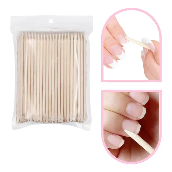 Palitos De Naranjo Madera Doble Punta Empujador Cutícula 100