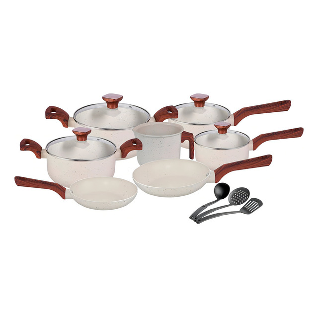 Jogo De Panelas Com 10 Peças Mimo Style Pratic Cook Mármol Cor Branco Jogo De Panelas Com 10 Peças Mimo Style Pratic Cook Mármol Cor Branco