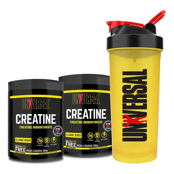 Suplemento Em Pó Creatina Universal Nutrition Aminoácidos Creatina Monohydrate Pote De 200ml + Coqueteleira Universal