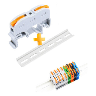 20 Clemas Conectores Electrico Rapido Tipo Wago Con Riel Din 20 Clemas Conectores Electrico Rapido Tipo Wago Con Riel Din