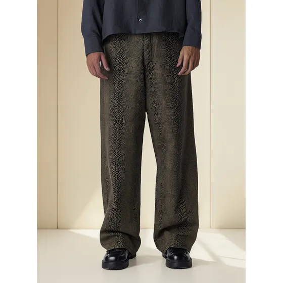 Pantalón Baggy Gabardina Estampada Tipo Serpiente