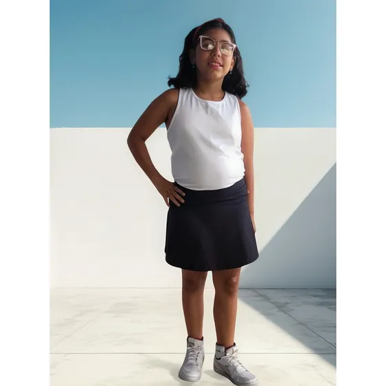 Saia Short Juvenil Infantil Menina Uniforme Escolar Algodão 