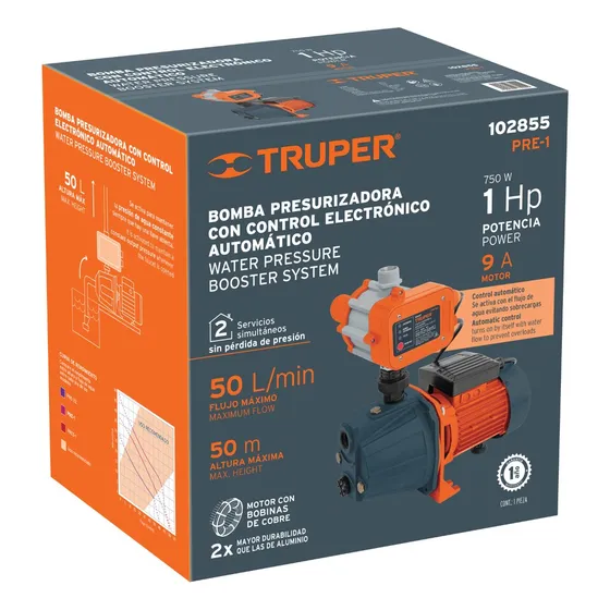 Bomba Presurizadora Jet 1 Hp 127 V Con Control, Truper Pre-1
