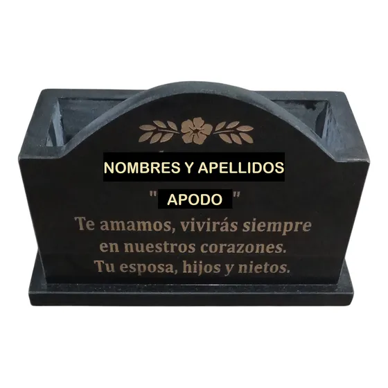 Jardinera De Granito Negro Para Cementerio 30 Cm