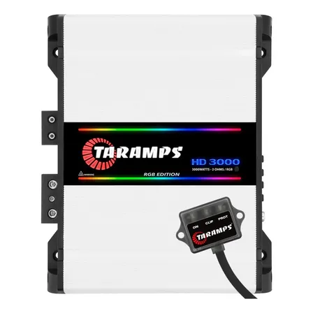 Modulo Amplificador Taramps Hd 3000.1 2 Ohms Rgb Leds Som Branco