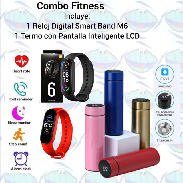 Combo Termo Inteligente Lcd + Reloj Inteligente M6 
