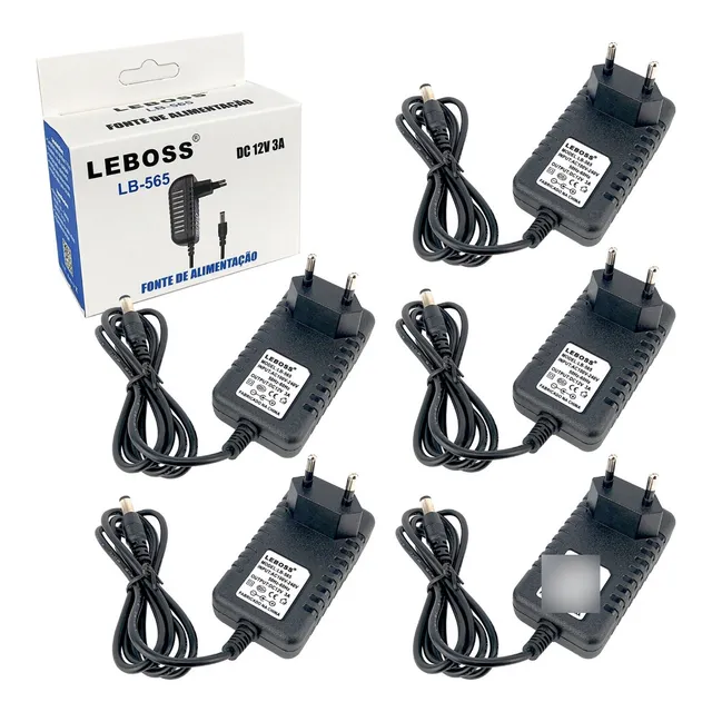Kit C/ 5 Fonte De Alimentação 12v 3a Bivolt 110/240v P4 Led