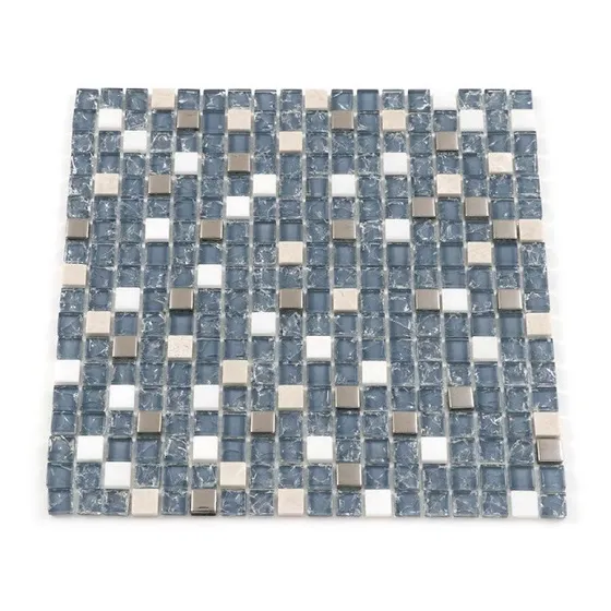 Kit 11 Pastilhas De Vidro C/ Pedras Naturais 1m² Cinza