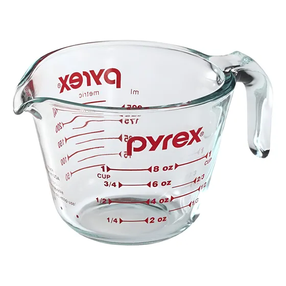 Taza De Medir Pyrex Prepware De 1 Taza Con Graficos Rojos
