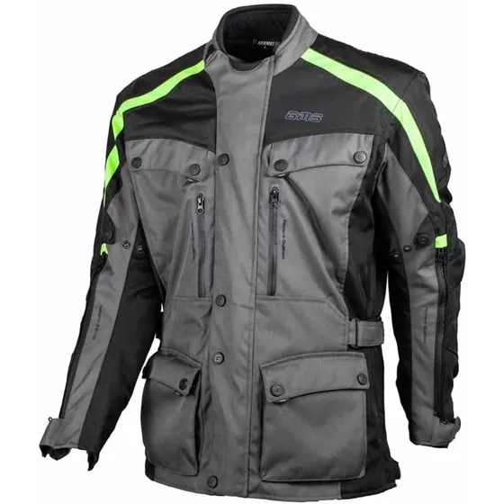 Campera Gms Temper Gris Oscuro-amarillo Fluo Talles Grandes