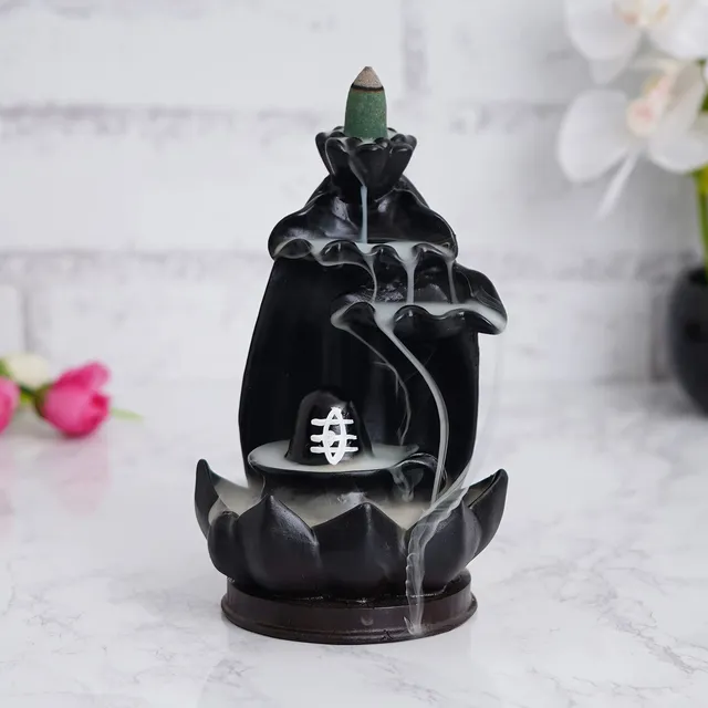 Elkart Polyresin Shivling Backflow Humo Soporte Incienso 7 