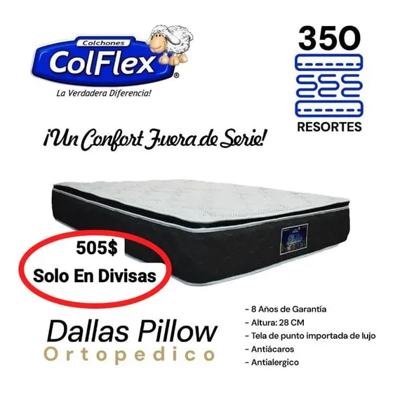 Colchón Colflex Dallas Pillow Queen 190x160 Cm 28 Cm