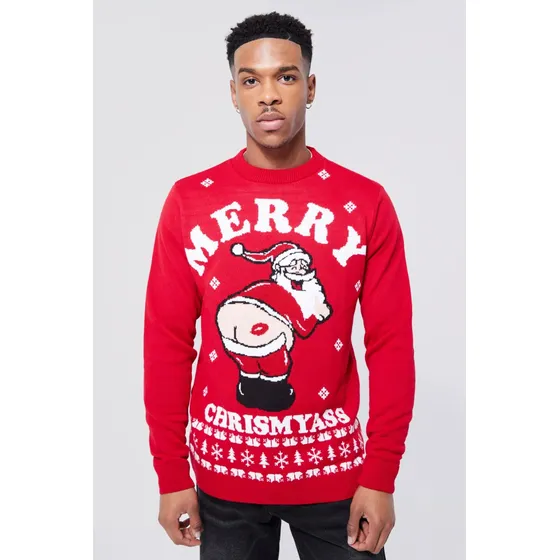 Sweater De Navidad Santa Besos Unisex Tejido Talla S