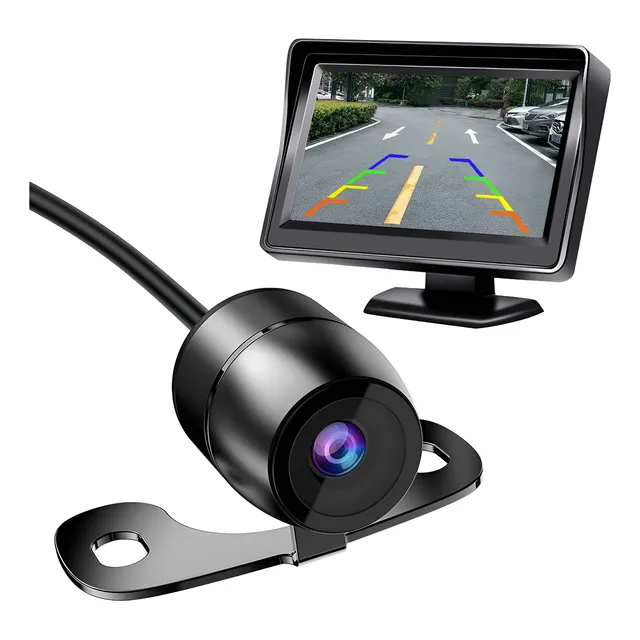 Kit Tela Visor Monitor Lcd 4.3 Polegadas + Câmera De Ré Hd