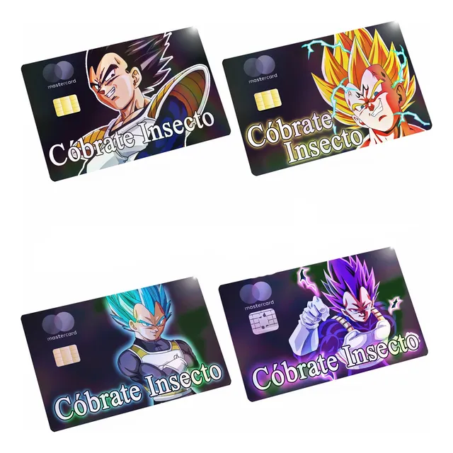 Sticker Tarjeta Bancaria Acabado Holográfico Vegeta 4pz