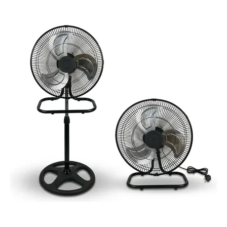 Ventilador 3 En 1 Pedestal Piso Giratorio Con Aspas De Metal 48.5 Cm 50/60 Hz Negro Acero 3