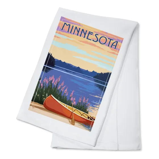 Minnesota Canoa Lago Toalla Te 100% Algodon Mano Decorativa