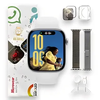 Relógio Smartwatch W11 Pro Series 11 Amoled Whatsapp Gps Nfc Prateado Branco
