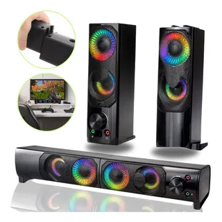 Caixa De Som Gamer Led Rgb Computador Notebook Pc Usb P2 Caixa De Som Gamer Led Rgb Computador Notebook Pc Usb P2