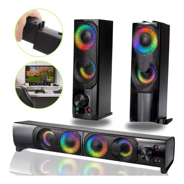 Caixa De Som Gamer Led Rgb Computador Notebook Pc Usb P2