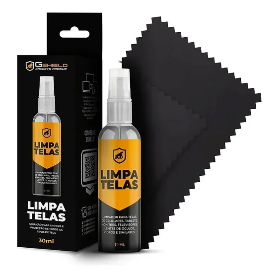 Kit Spray Limpa Telas Bactericida com Flanela de Microfibra para Limpeza de Celular, Notebook, TV, T