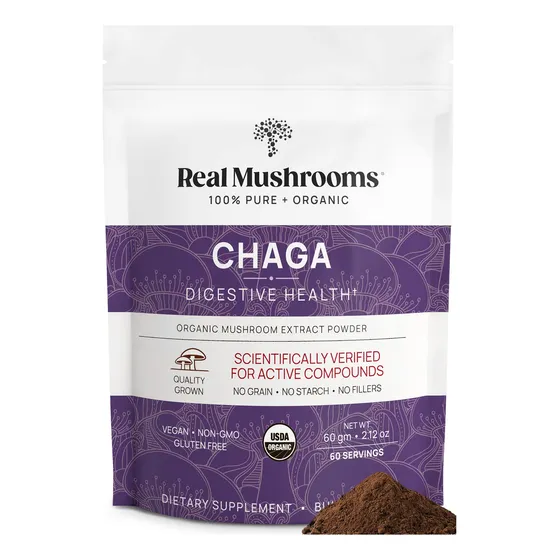 Suplemento De Hongos Reales En Polvo De Chaga, 60 Porciones