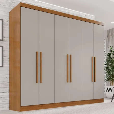 Guarda-roupa Casal 6 Portas 2 Gavetas França Cinamomo/off White