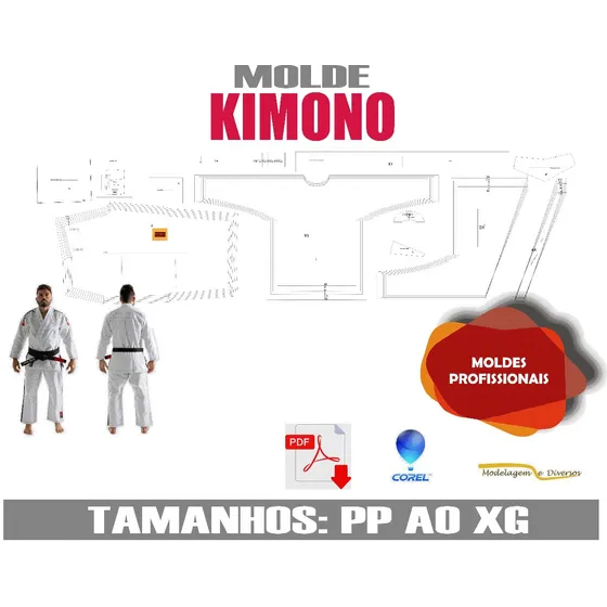 Molde Kimono Em Corel/pdf P,m,g E Gg Ou Inf. Envio Email 