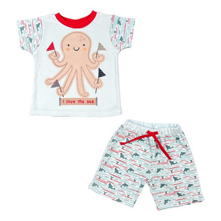 Conjunto Short Y Playera Bebe Niño Pulpo Conjunto Short Y Playera Bebe Niño Pulpo