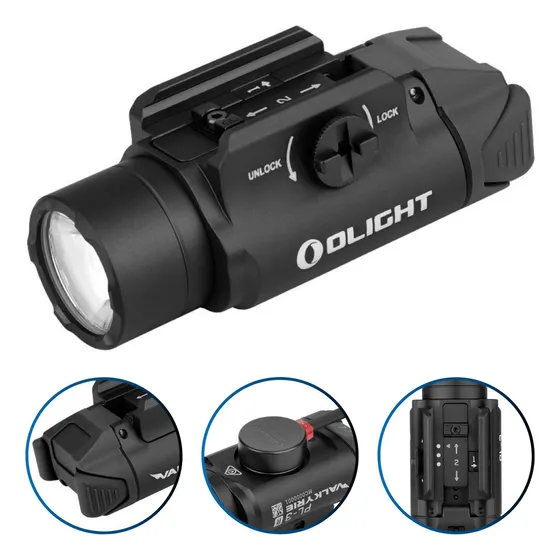 Lanterna Olight Pl-3r Valkyrie 1500 Lúmens Glock Taurus Arex Cor da lanterna Preto Cor da luz Led Branco