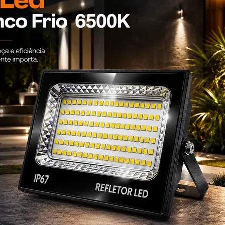Kit 4 Refletor Led 400w Prova D´água Holofote Cor da carcaça Preto Cor da luz Branco-frio B&G SHOPPING
