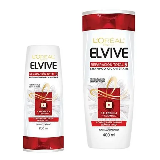 Elvive® Pack Shampoo 400ml + Acond. Reparación Total 5 200ml