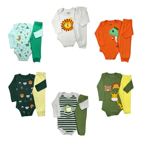 Kit 8 Peças Enxoval Bebe Menino/menina Body Calça Algodão
