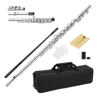 Flauta C 16 Agujeros Transversal Cobre Blanco Kit Accesorios