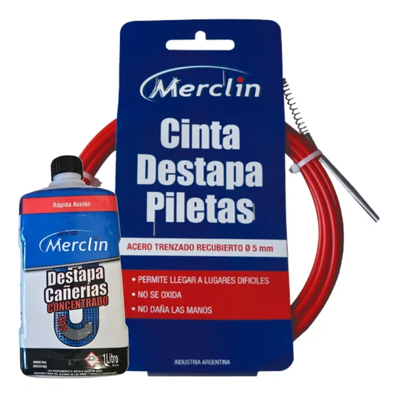 Kit Merclin Destapa Cañerías Cinta 5m + Gel Concentrado