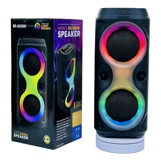 Parlante Bluethoot Inalambrico 2 X 4  Ms 3628 Portatil Negro