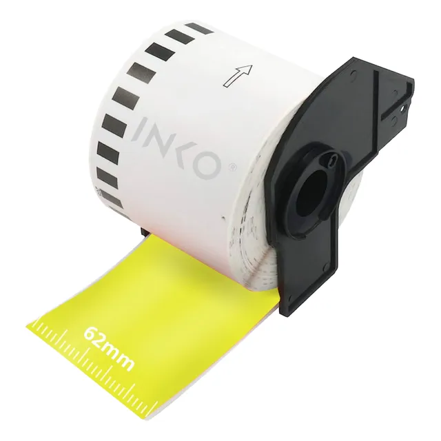 10 Rollo De Etiqueta Amarillo Compatible Con Brother Dk2205